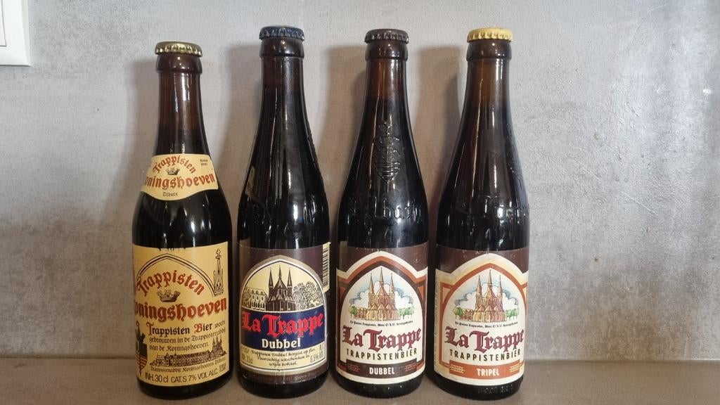 4 La Trappe Koningshoeven: '86, Dubbel '91 & '93, Tripel '93, Ophalen of Verzenden, Zo goed als nieuw, Glas of Glazen, Overige merken