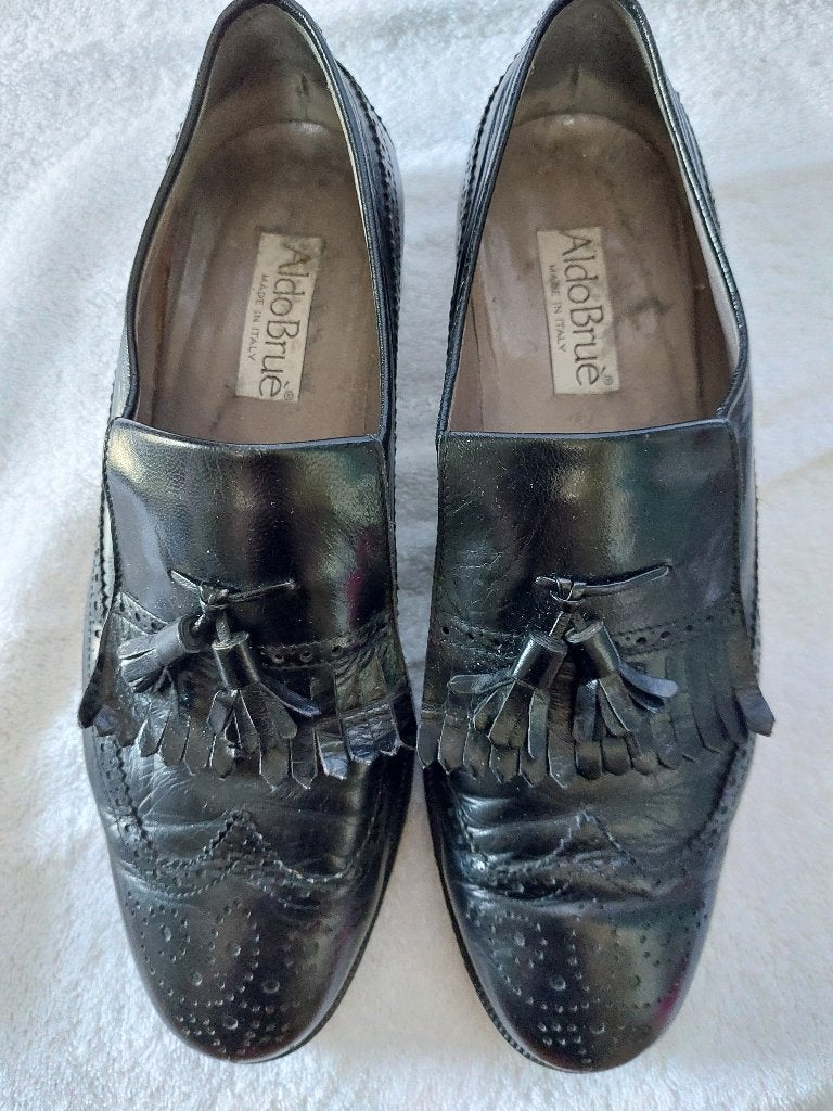 Aldo bruè – vintage - Stijlvolle herenloafers met kwastjes, Zwart, Aldo Bruè, Gedragen, Loafers