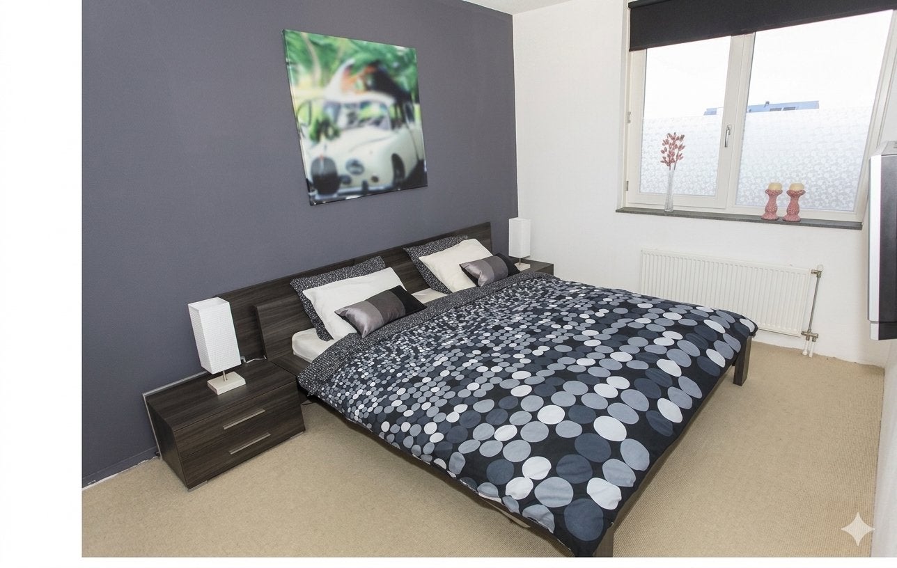 Chique tweepersoonsbed met lattenbodems - donker gerookt eik, Huis en Inrichting, Slaapkamer | Bedden, Gebruikt, Bruin, Tweepersoons