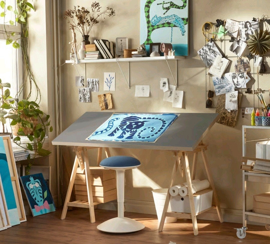 Ikea verstelbare tekentafel/bureau, Huis en Inrichting, Bureaus, Gebruikt, IKEA, In hoogte verstelbaar, Ophalen