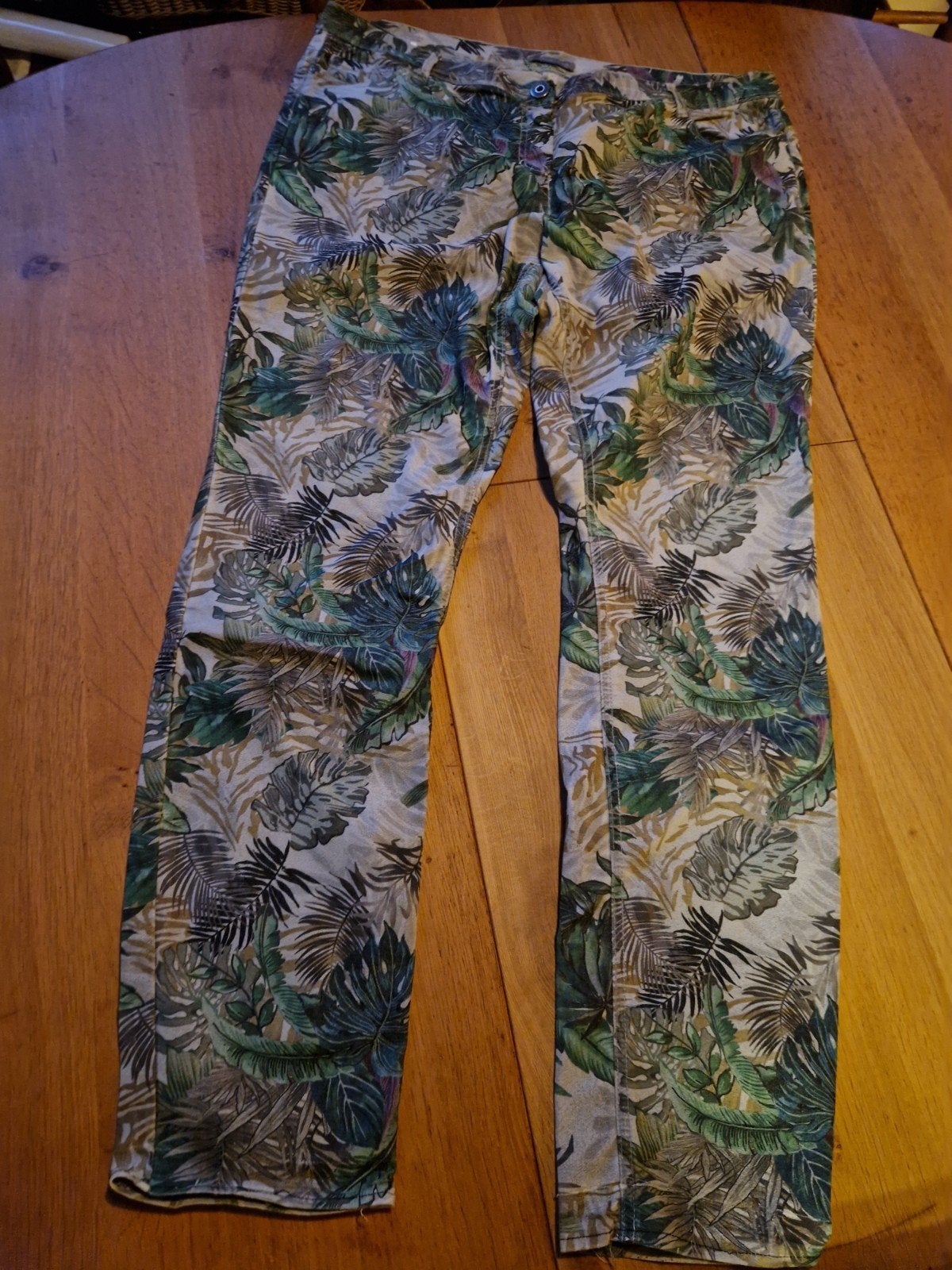 PRINT BROEK DREAMSTAR 🌿 MAAT 46 BLADEREN PRINT, Blauw, Maat 46/48 (XL) of groter, Ophalen of Verzenden, Zo goed als nieuw