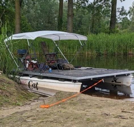 Catamaran, recreatie, vis, motorboot incl. trailer <750kg, Watersport en Boten, Catamarans, Gebruikt, Hobie, Geen motor, 5 m