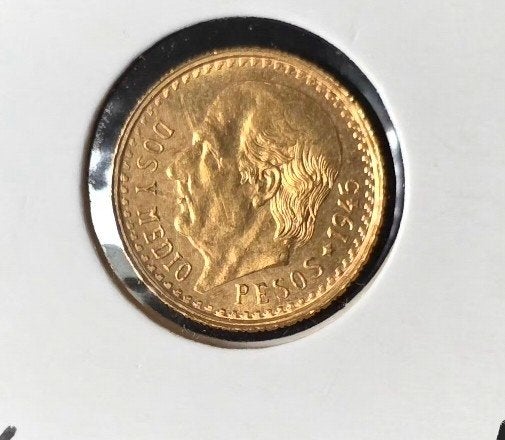 2,5 pesos 1945 Mexico, Verzenden, Noord-Amerika, Losse munt, Goud