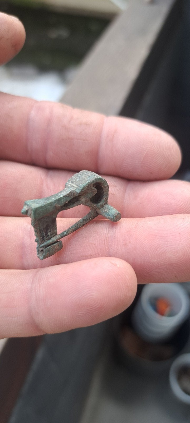 Romeins bronzen trompet fibula Bodemvondst, Ophalen of Verzenden