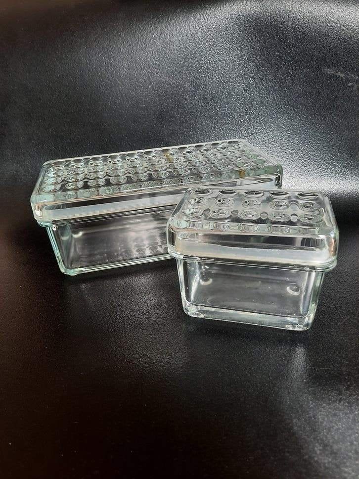 Ikea Koloni glazen opberg-voorraadpotten/dozen ~ set van 2 ~, Glas, IKEA, Ophalen of Verzenden, Zo goed als nieuw