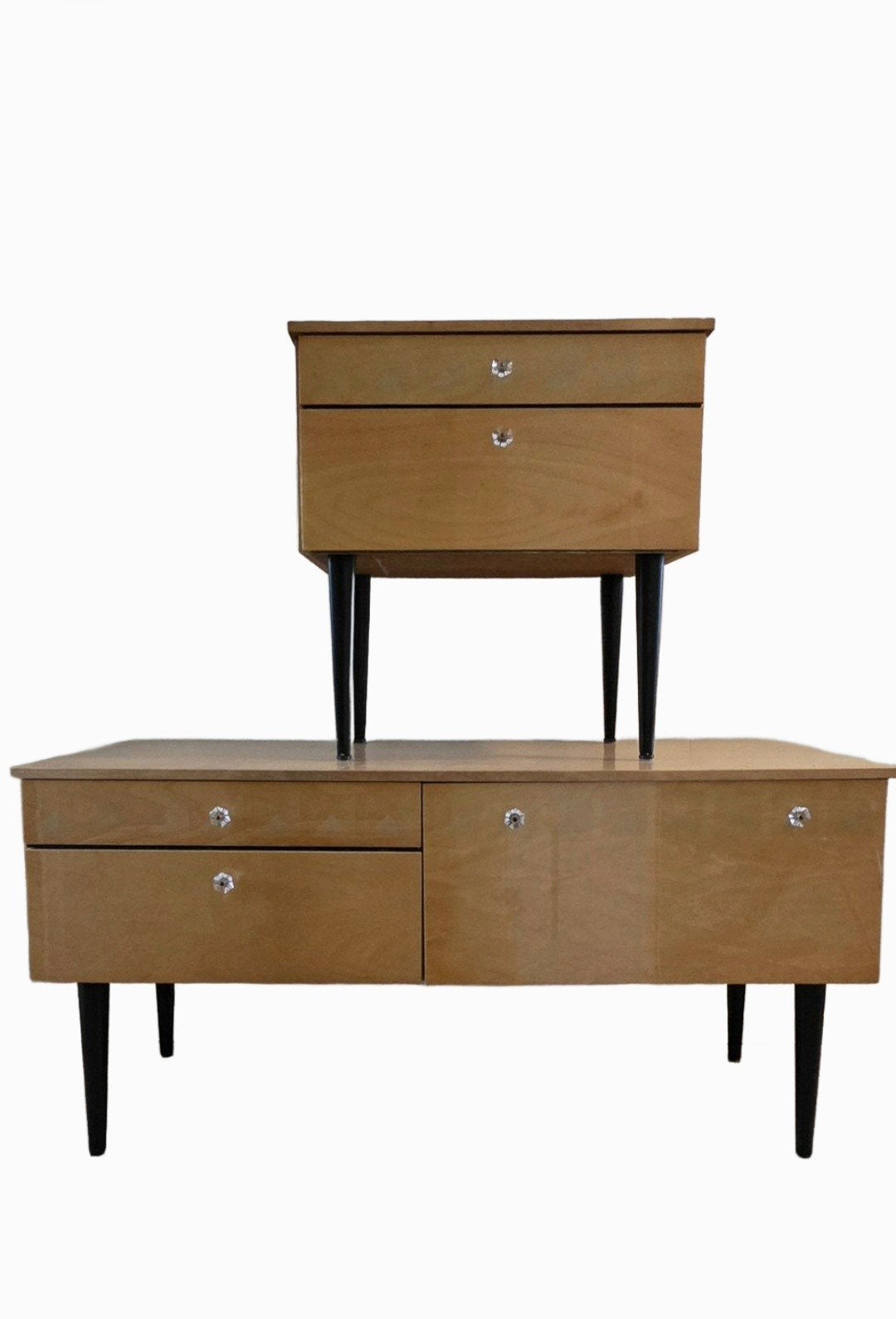 Unieke set van jaren 60 Lowboard kast en Bijzetkast, Huis en Inrichting, Mid-century modern • jaren 60 • vintage, Gebruikt, 100 tot 150 cm