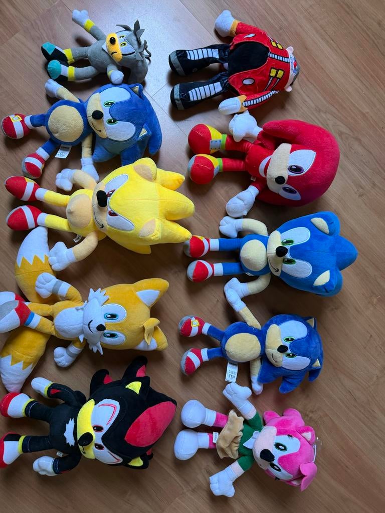 Sonic the Hedgehog Knuffels - Set van 10 Stuks, Gebruikt, Overige karakters, Overige typen, Ophalen of Verzenden