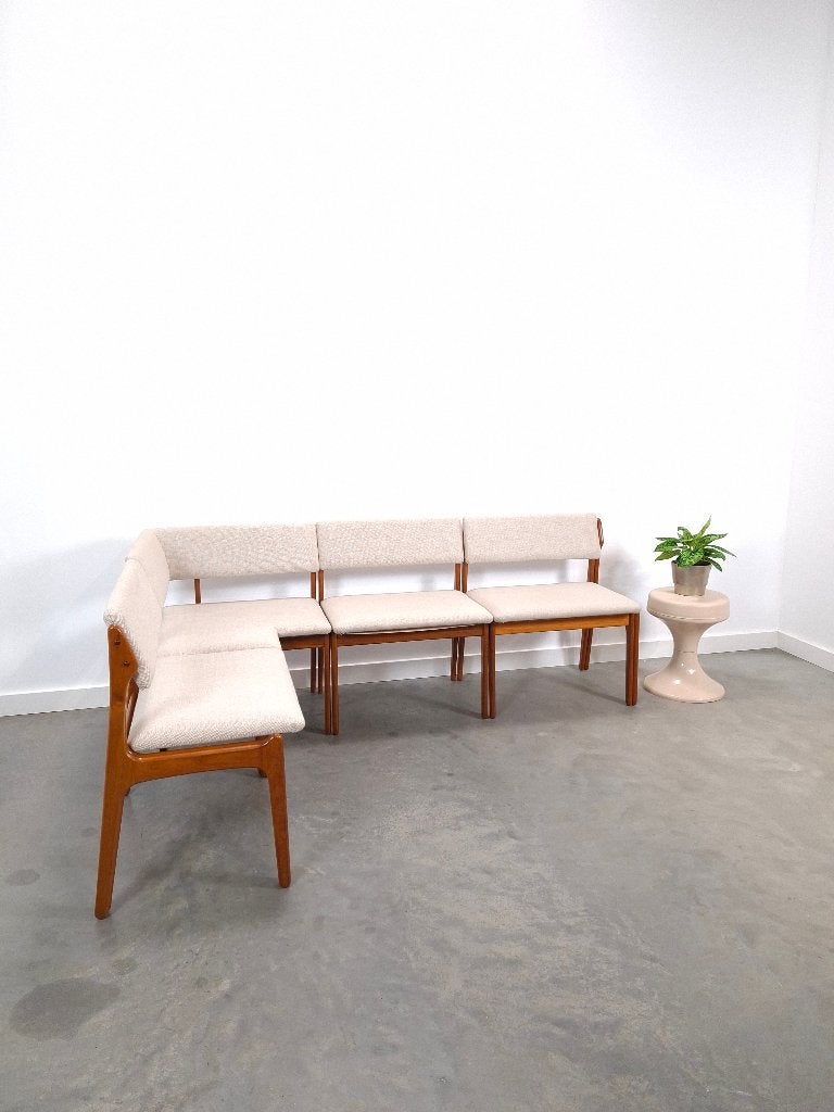 Deens modulair teakhout hoekbank, Erik Buch, Odense, Dinette, Hout, Gebruikt, Bruin, Ophalen of Verzenden
