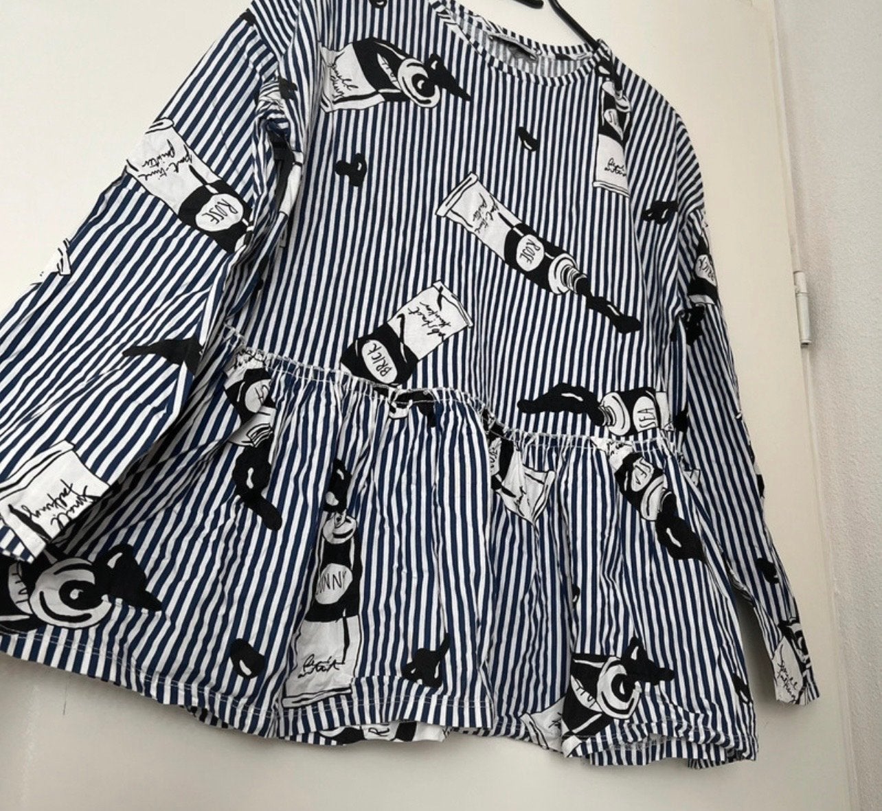Gestreepte Peplum Blouse met Verf Tube Print maat S (nieuw), Ophalen of Verzenden, Nieuw