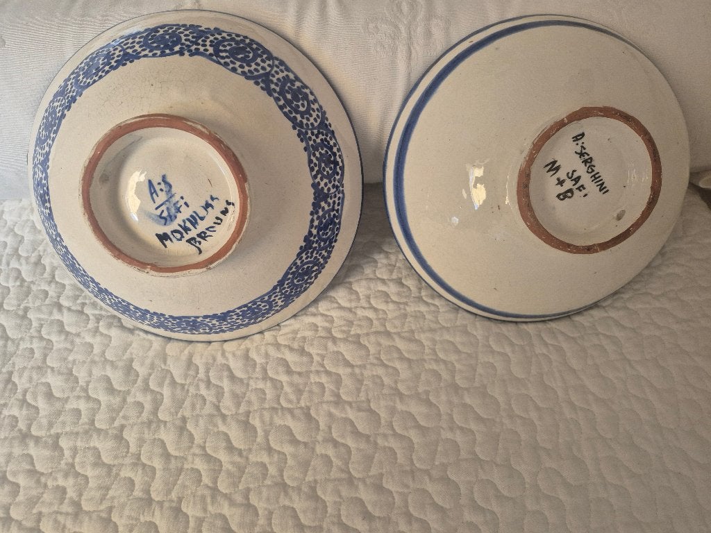 A: Serghini - Safi Marokkaanse blauw witte schalen uit Safi, Ophalen