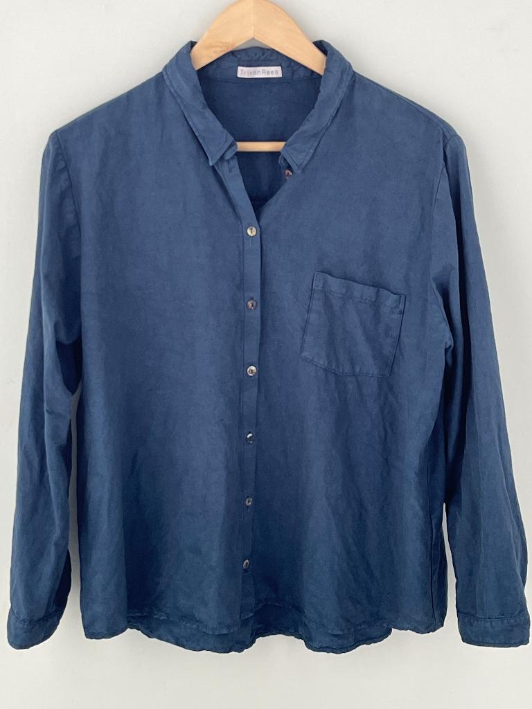 linnen zijde blauwe blouse, Kleding | Dames, Blouses en Tunieken, Blauw, Maat 46/48 (XL) of groter, Ophalen of Verzenden, Zo goed als nieuw