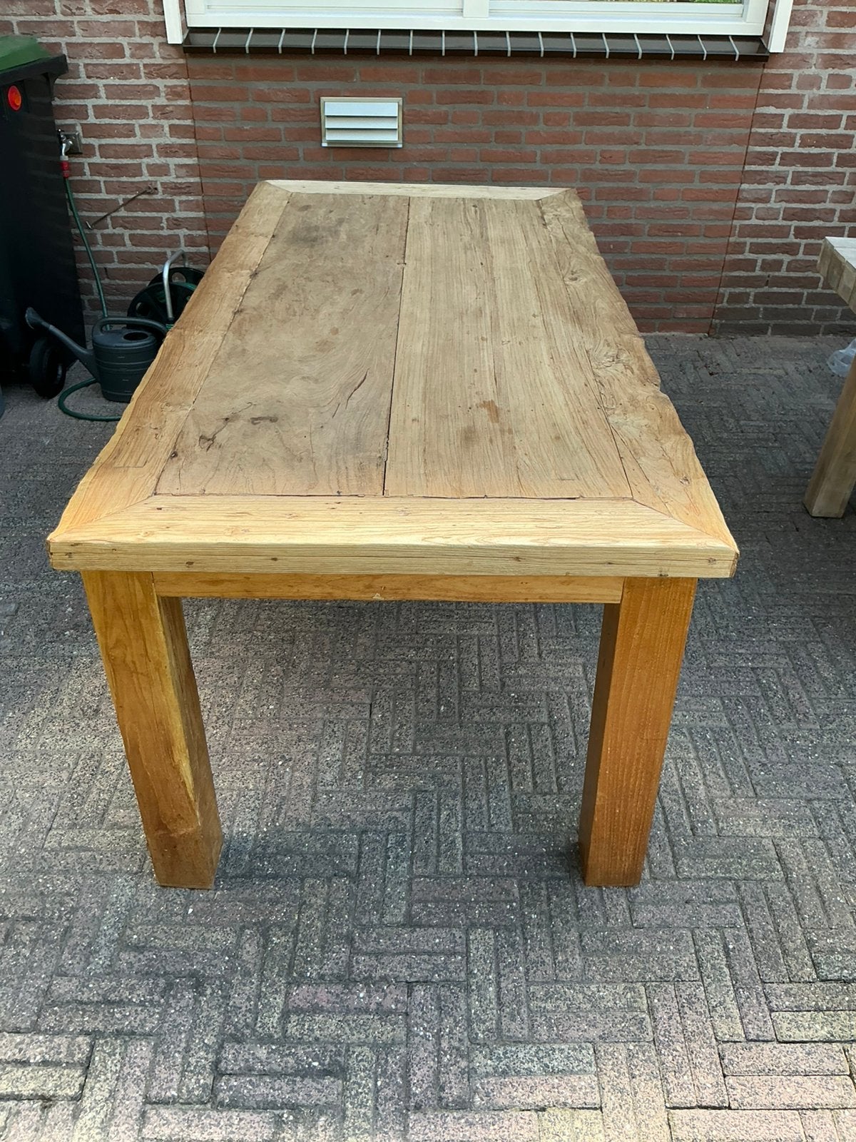 Robuuste teakhouten eettafel, Huis en Inrichting, Ophalen, Gebruikt, Teakhout, 50 tot 100 cm