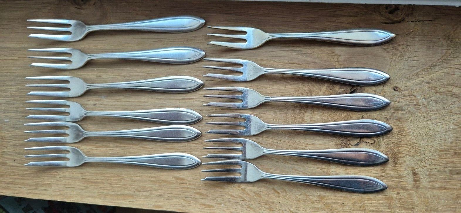 12 zilveren gebaksvorkjes Keltum, Ophalen of Verzenden
