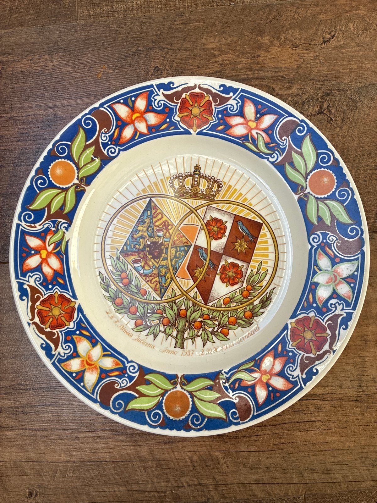 Gedenkbord Huwelijk Juliana & Bernhard 1937, Ophalen of Verzenden