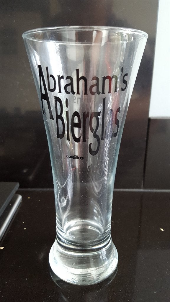 Diverse aparte bierglazen uitzoeken Abrahams biierglas ,Poke, Ophalen of Verzenden, Zo goed als nieuw, Glas of Glazen, Overige merken