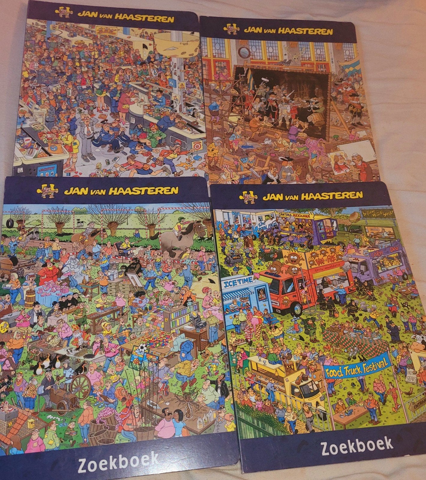 Set van vier geweldige Zoekboeken Jan van Haasteren, Verzenden, 500 t/m 1500 stukjes, Zo goed als nieuw, Overige typen