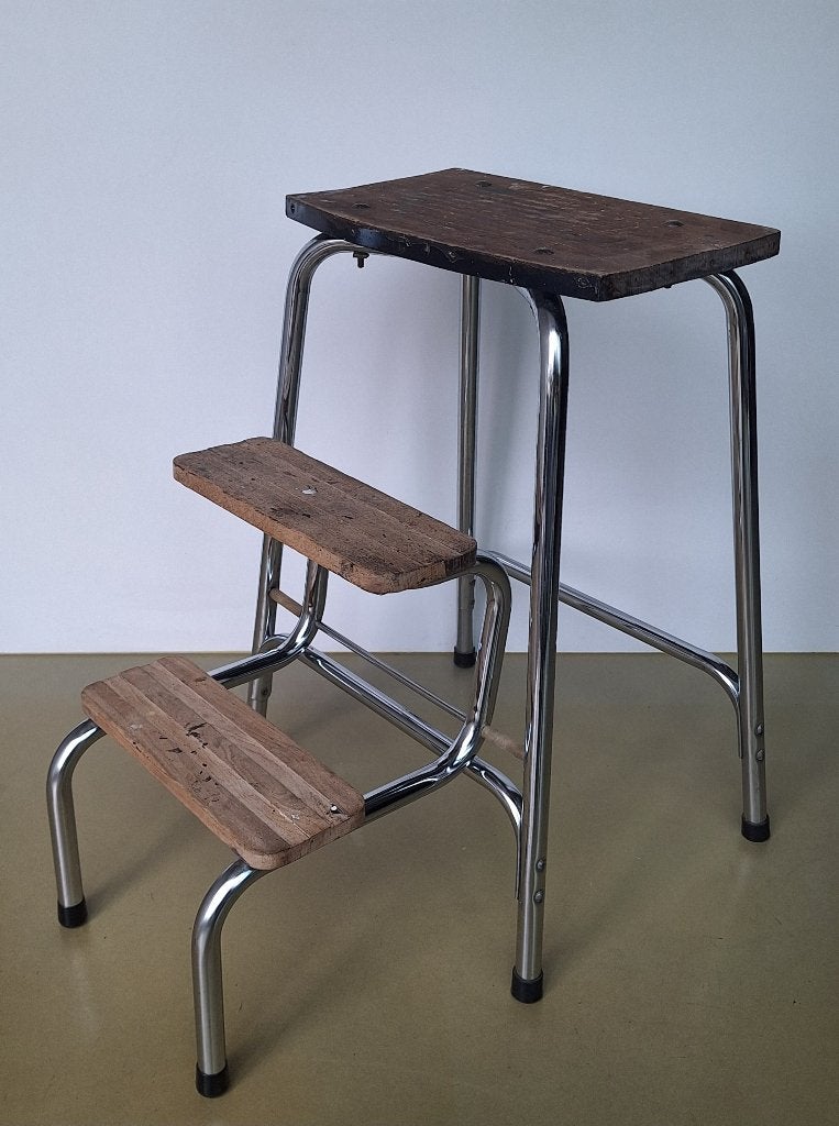 stoere vintage Brabantia keukentrap kruk 3 treden inklapbaar, Ophalen of Verzenden, Huis en Inrichting