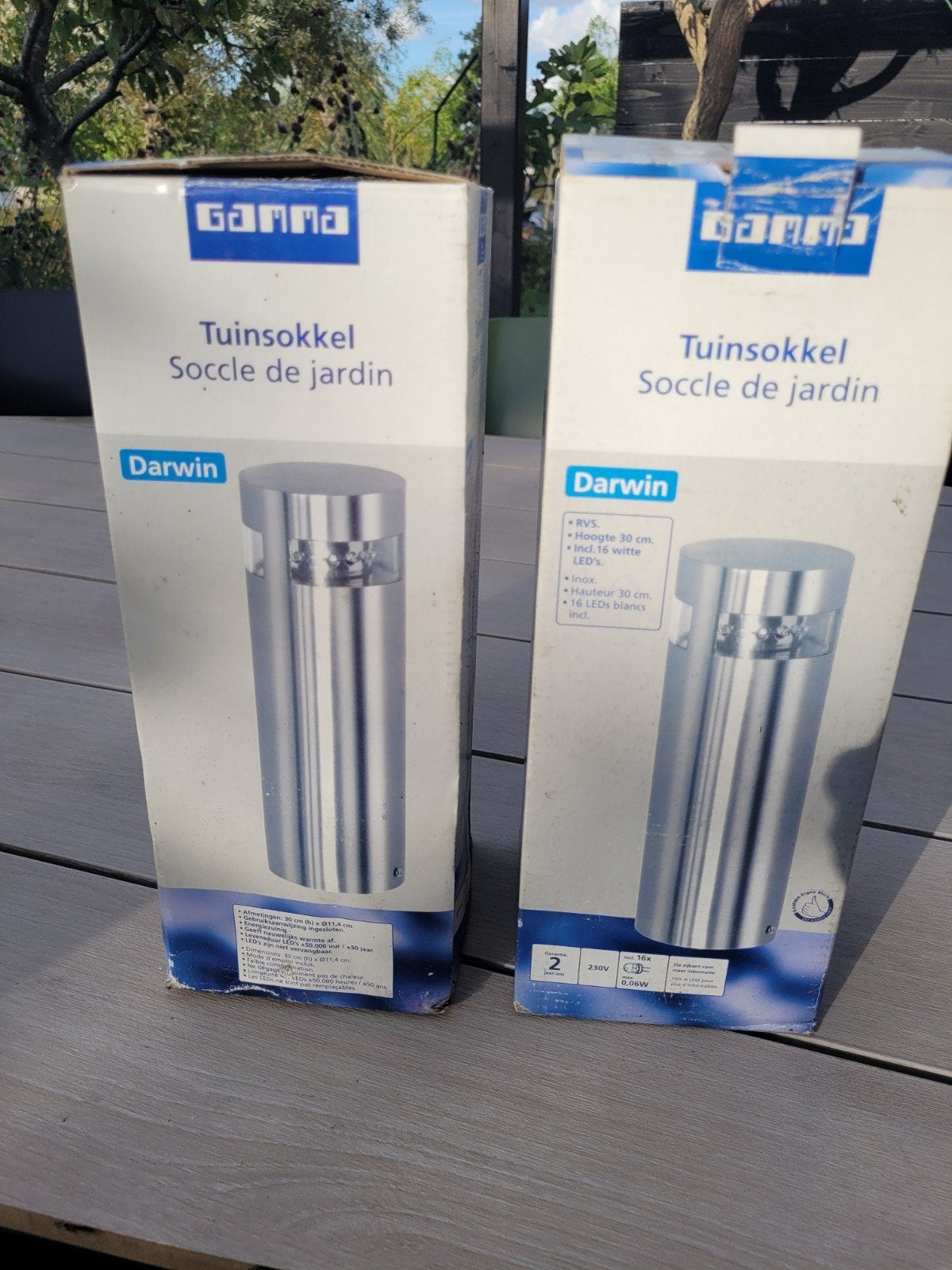 Gamma Darwin Tuinsokkel RVS LED Buitenlamp 30cm 2 stuks, Minder dan 50 watt, Nieuw, Ophalen of Verzenden, Netvoeding