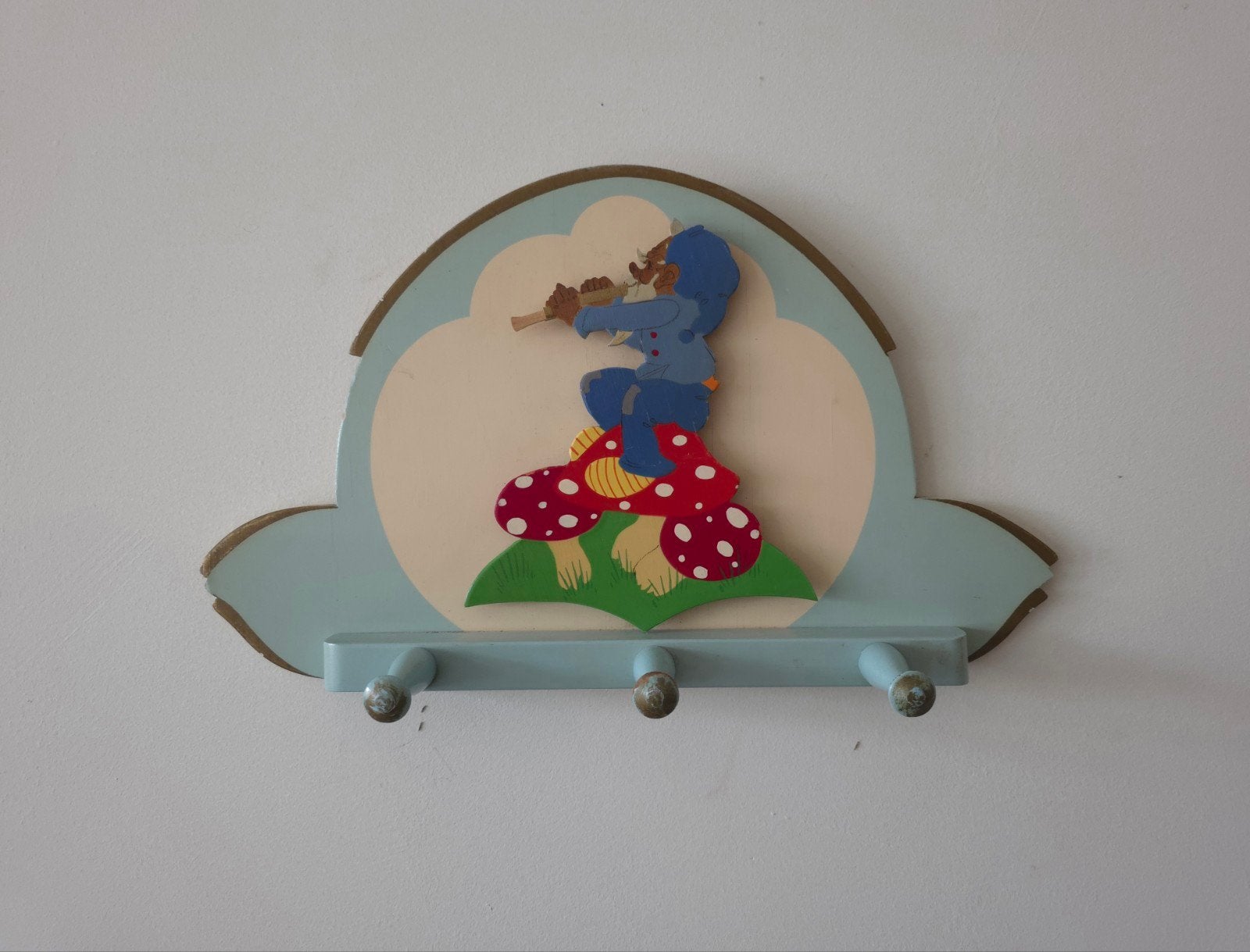 Kinderkapstokje Paddenstoelen en Kabouter, Gebruikt, Ophalen of Verzenden, Minder dan 100 cm, Kinderkapstok