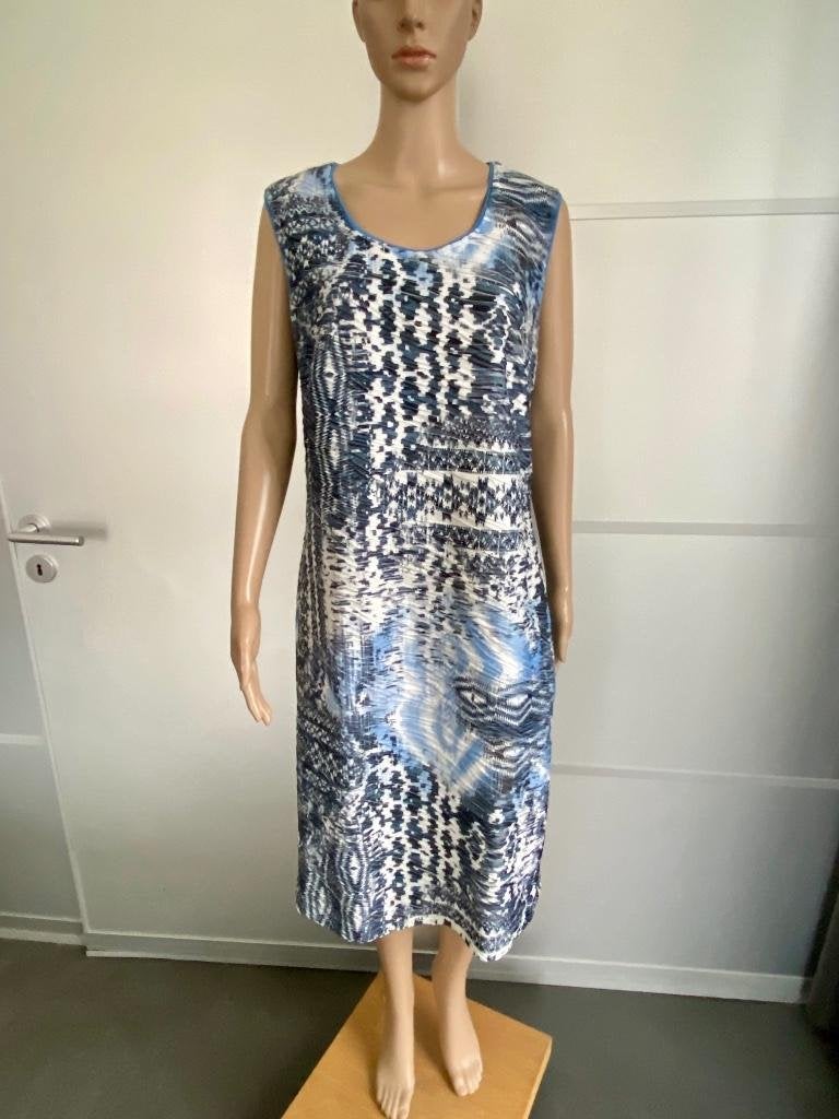 i218 Sensia maat 44=L jurk jurkje blauw/wit, Blauw, Maat 42/44 (L), Zo goed als nieuw, Onder de knie
