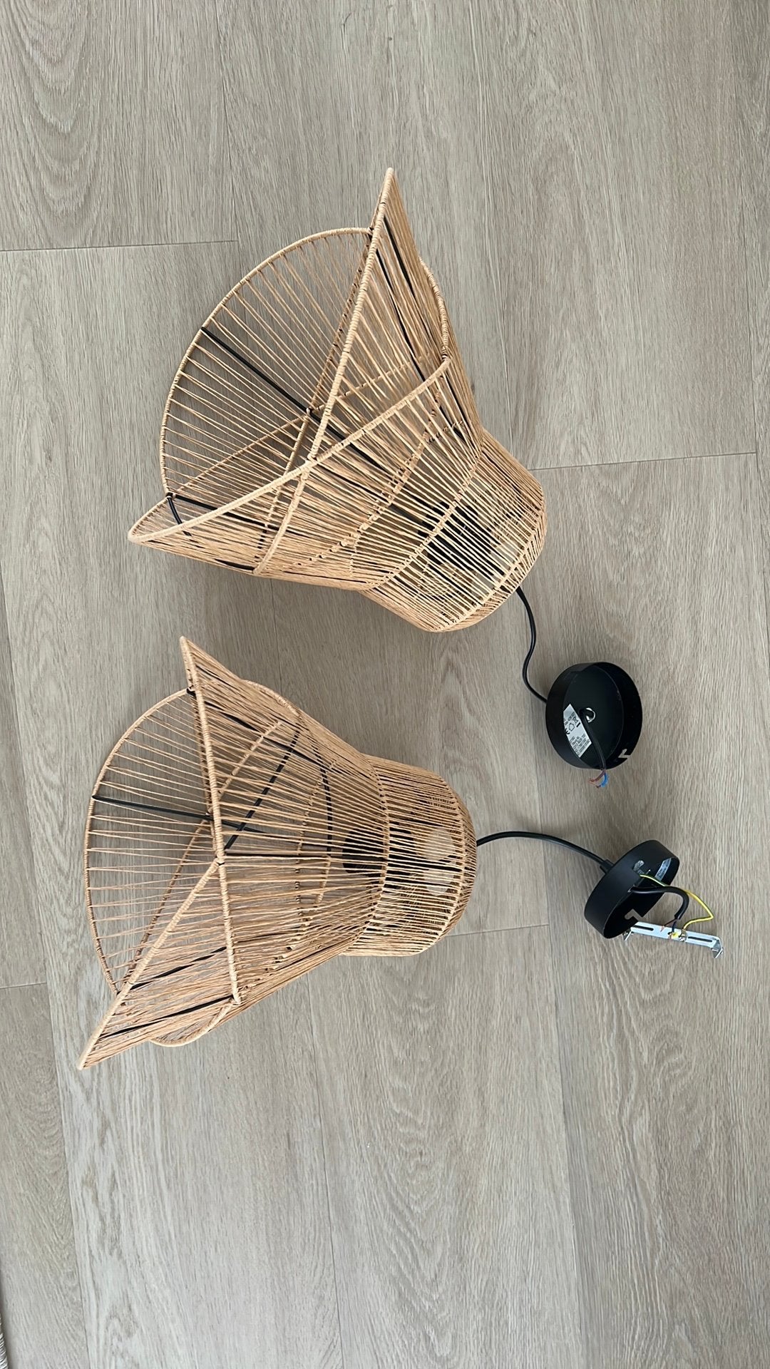 Rotan lamp kwantum 3 stuks, Ophalen, Zo goed als nieuw, Hout