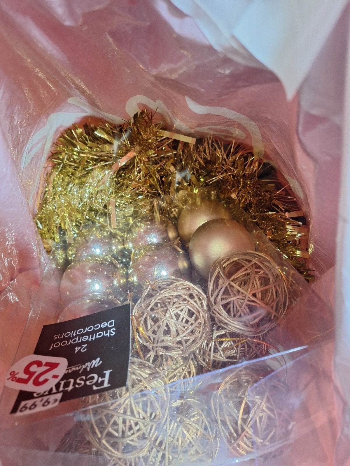Gouden kerst set ,slingers, Ophalen of Verzenden, Gebruikt