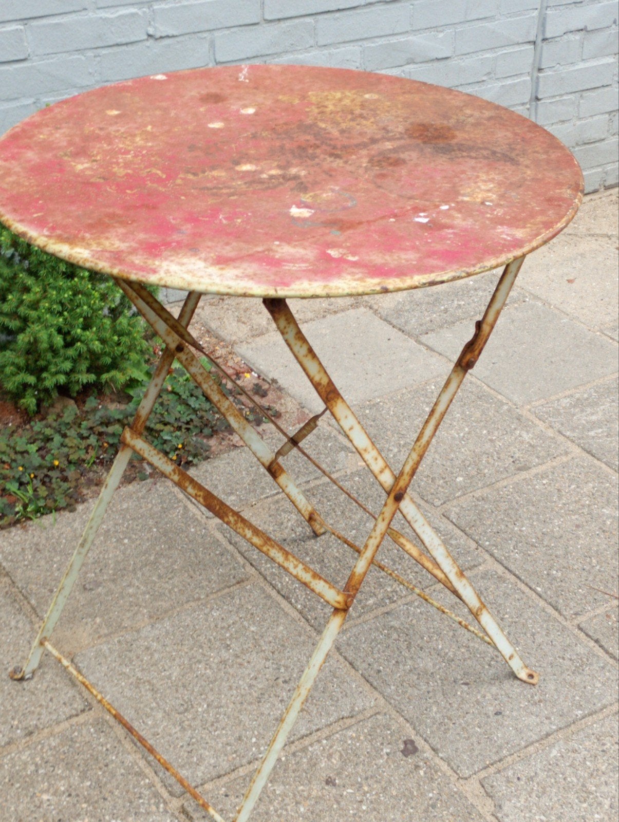 Vintage bistro metal tuintafel - inklapbaar, Antiek en Kunst, Ophalen of Verzenden