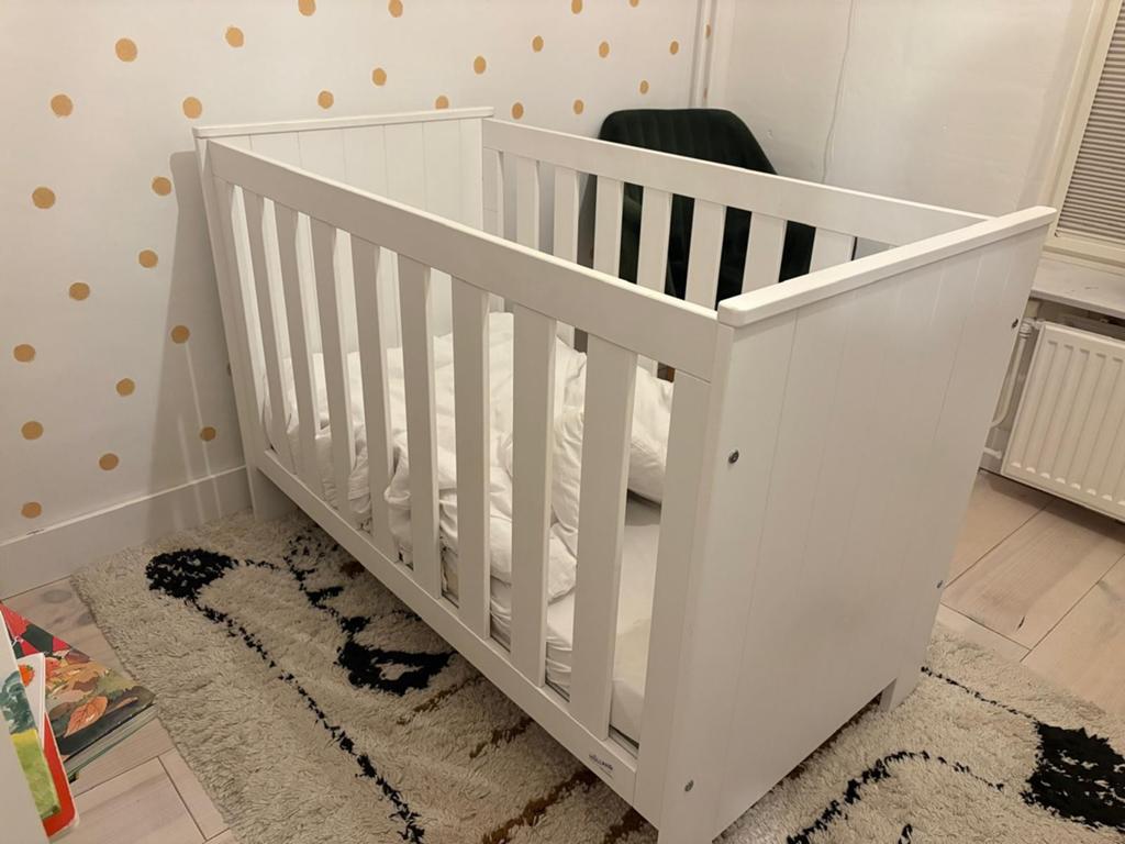 Ledikant en Commode Ikea stijl, Ophalen, Wit, 190 cm of minder, Hout
