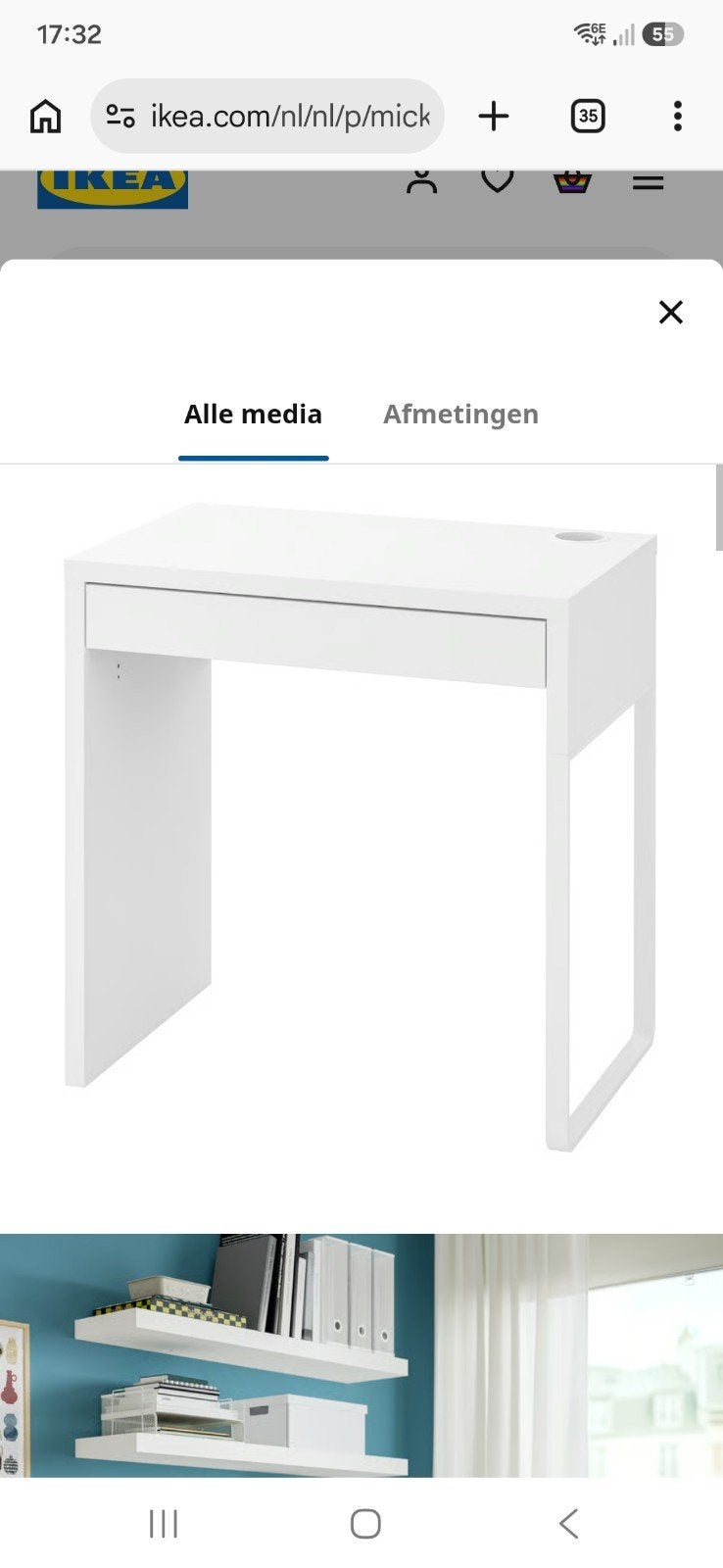 IKEA Micke bureau met lade - Wit, Ophalen, Met lades, Gebruikt, Spaanplaat of MDF