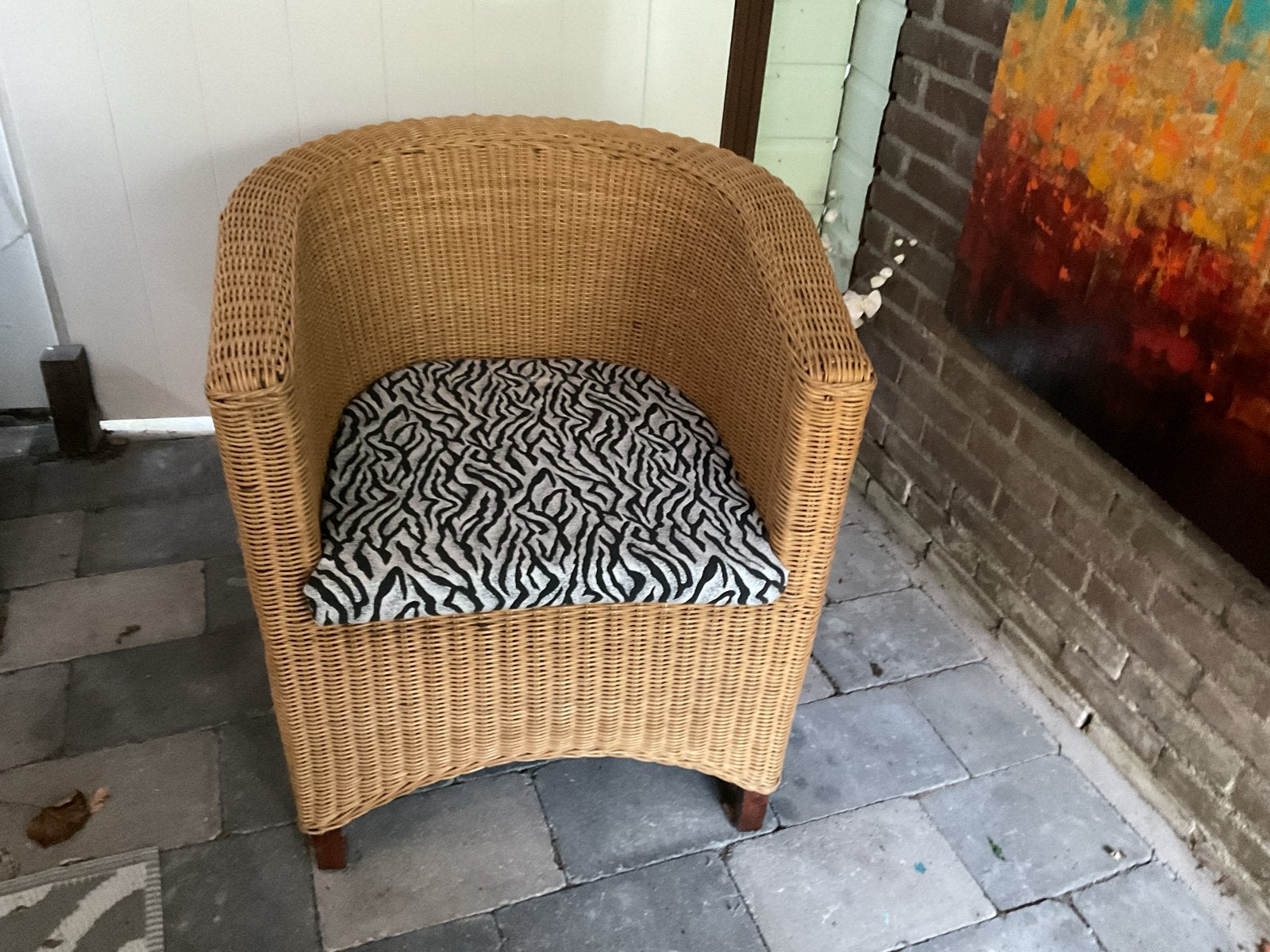Rotan stoel (exclusief kussen), Ophalen, Gebruikt, Bruin, Riet of Rotan