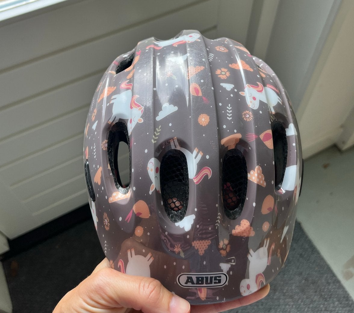 Abus kinderhelm 50-55 cm met eenhoorns, Fietsen en Brommers, Ophalen of Verzenden, Gebruikt, Overige maten, Jongen of Meisje