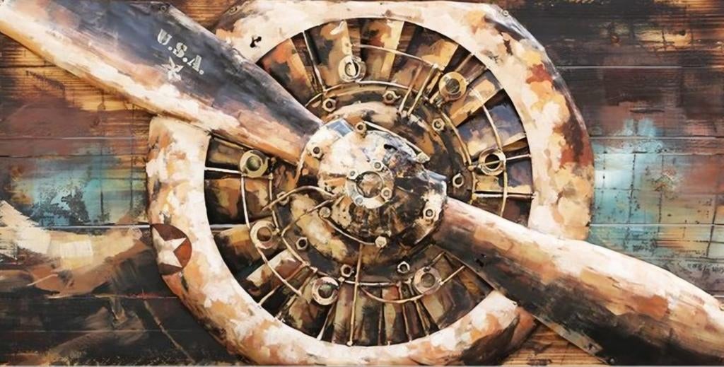 3D schilderij vliegtuig propeller metaal, Ophalen