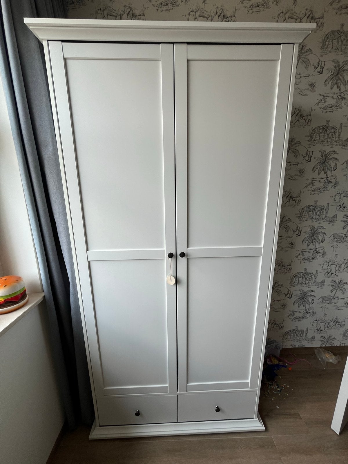 Witte kledingkast met lades en hangruimte, Ophalen, Gebruikt, 50 tot 100 cm, Met lade(s)