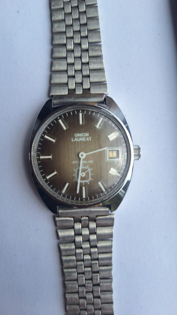 Union Laureat vintage roestvrijstalen incabloc opwindhorloge, Sieraden, Tassen en Uiterlijk, Horloges | Antiek, Ophalen of Verzenden