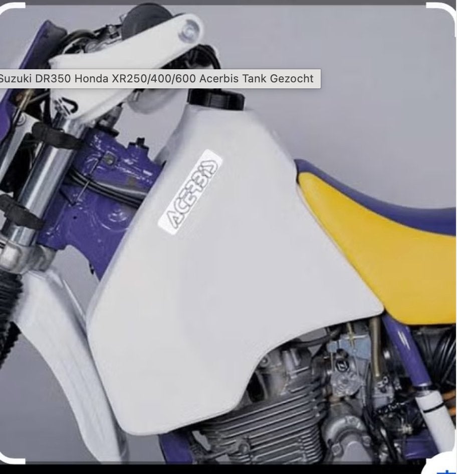 Suzuki DR350 Acerbis Tank Honda XR600/650 Acerbis Tank, Ophalen