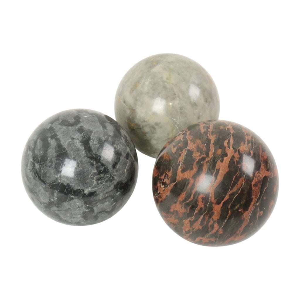 Set van 3 Grote Gepolijste Bollen Marmeren Ballen Natuurstee, Ophalen of Verzenden, Mineraal