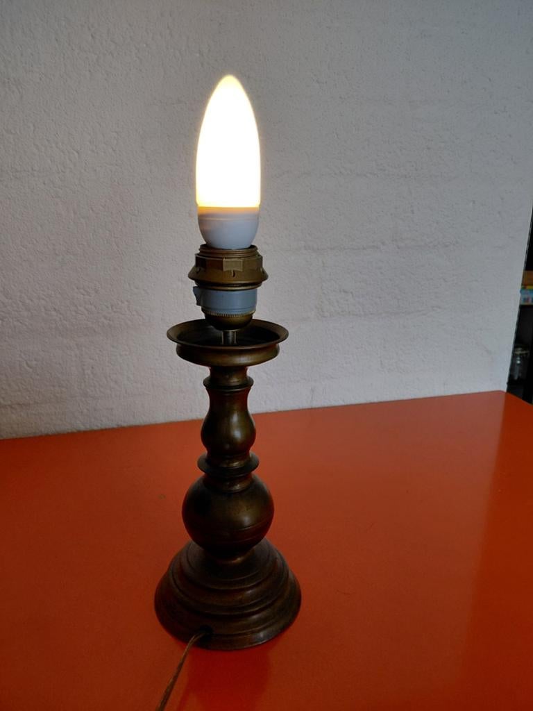 Vintage bronzen lampvoet, 28cm, Ophalen of Verzenden