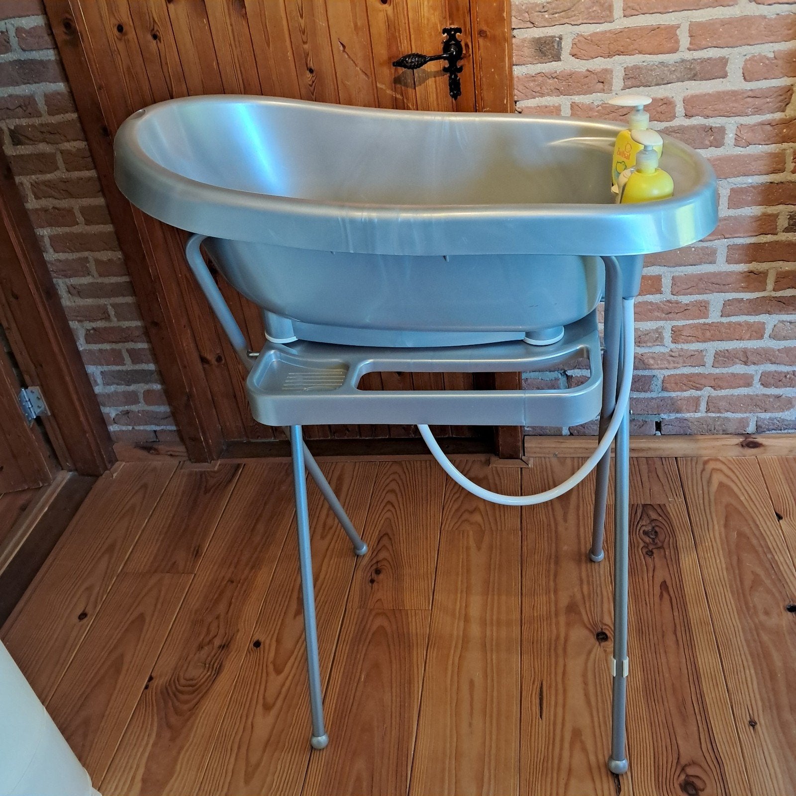 Baby bad met standaard grijs, Ophalen, Gebruikt, Badje, Standaard