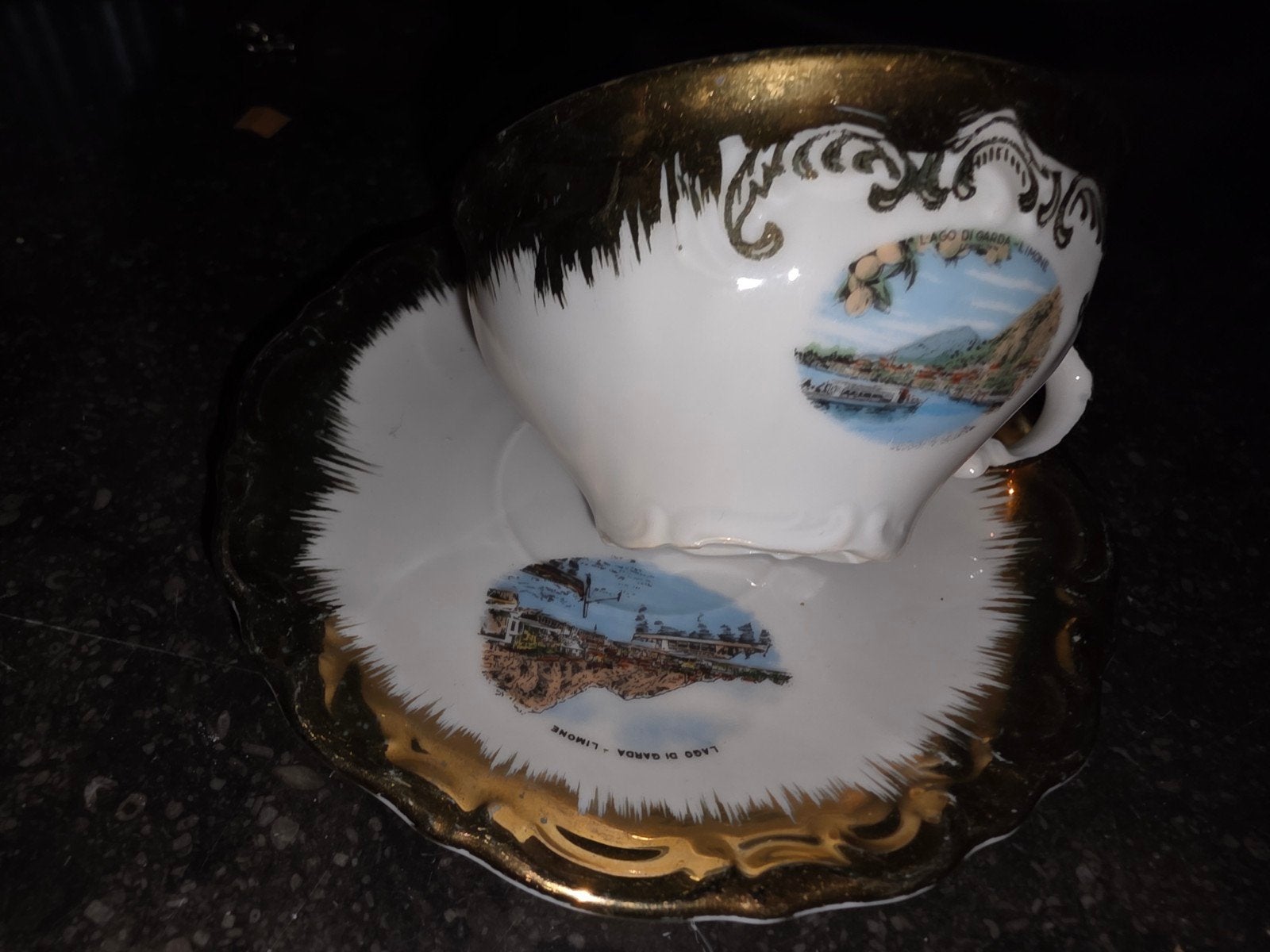 Vintage Espresso Kopje met Schotel - Lago di Garda Limone, Ophalen of Verzenden