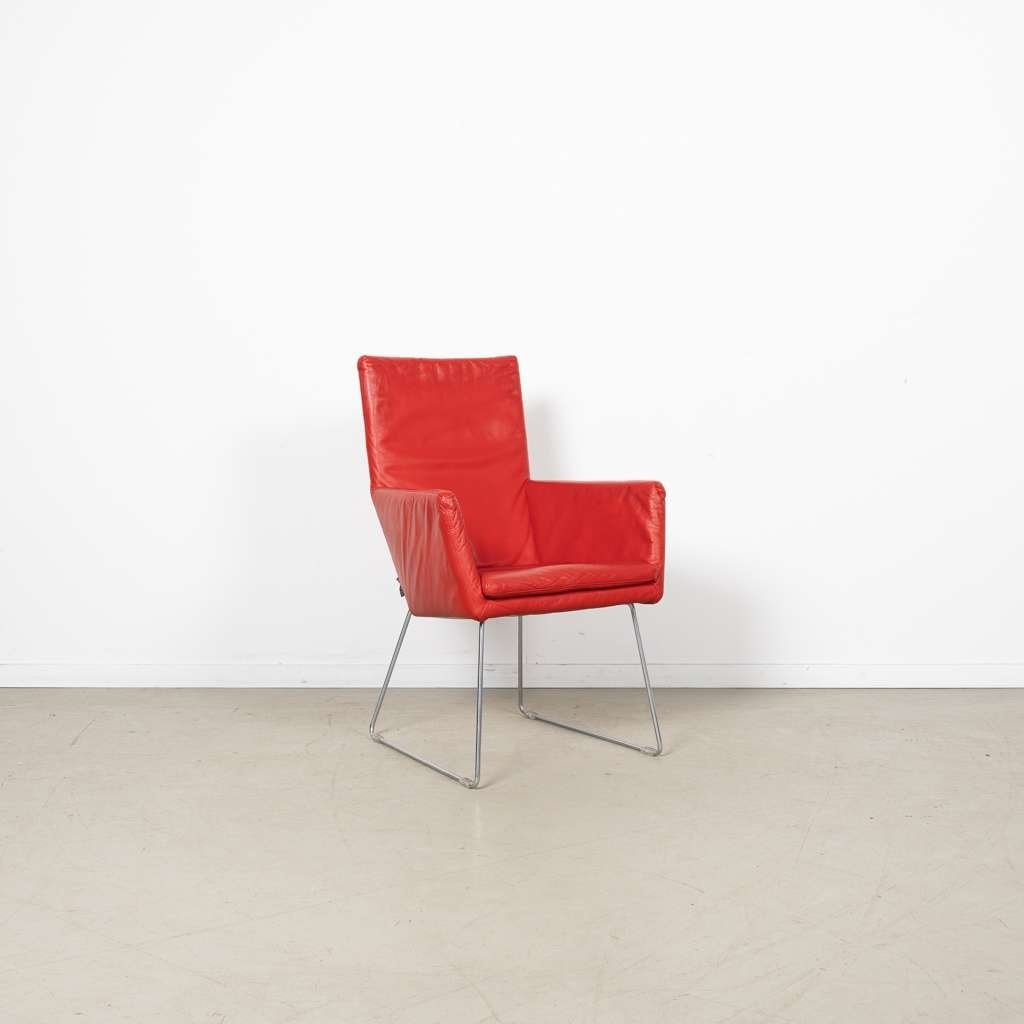 6x Label Donna Fauteuil Rood Leer - Chroom, Huis en Inrichting, Fauteuils, Niet ingevuld, Niet ingevuld, Niet ingevuld