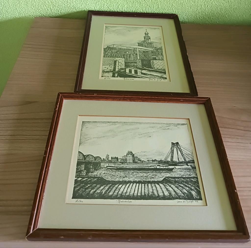 John de Jongh litho's van Rotterdam 1983, Antiek en Kunst, Ophalen of Verzenden