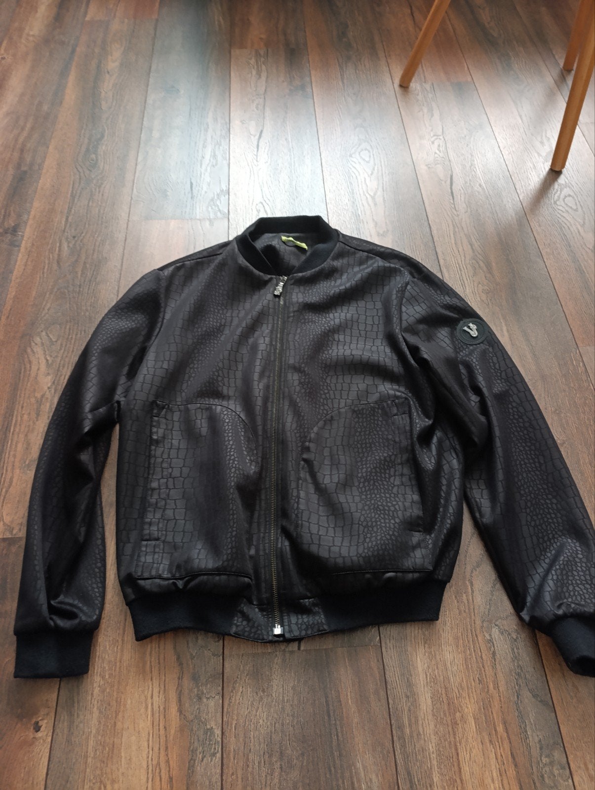 Vintage Versace Jeans Couture Bomberjack Croc Effect Black, Ophalen of Verzenden, Zo goed als nieuw, Zwart