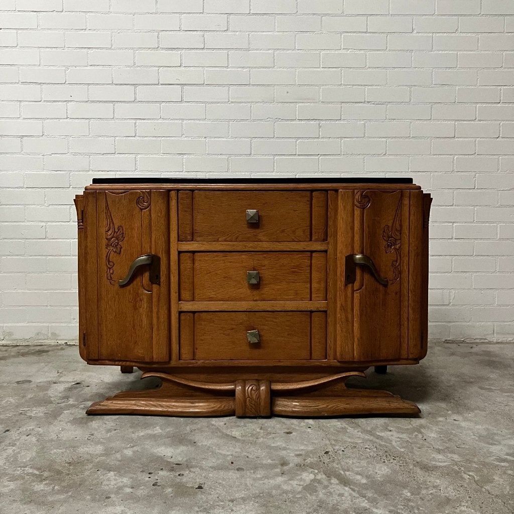 Vintage art deco kast ladekast bar Amsterdamse Haagse school, Ophalen, 25 tot 50 cm, 100 tot 150 cm, Minder dan 100 cm