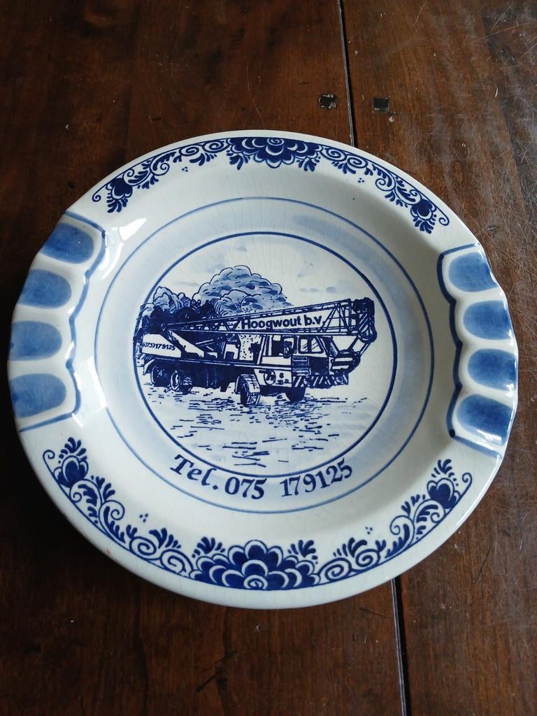 Delfts Blauw Asbak Hoogwout b.v. - Vintage Reclame, Antiek en Kunst, Ophalen of Verzenden