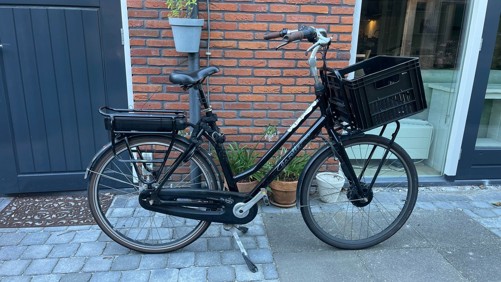 Gazelle elektrische fiets met voordrager en mand, Ophalen, Minder dan 30 km per accu, Gebruikt, 51 tot 55 cm