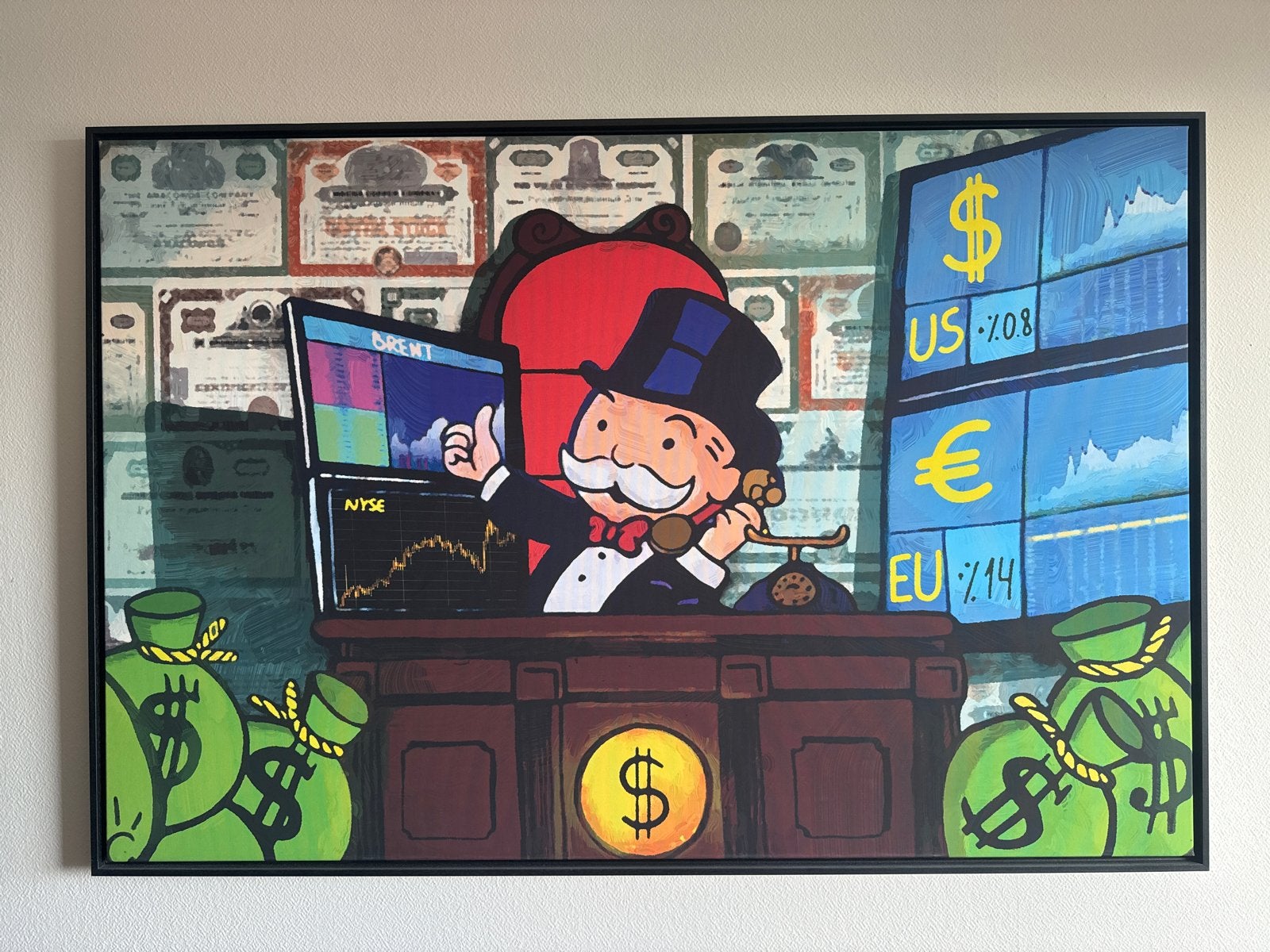 Monopoly Canvas met Lijst - Groot Wanddecoratie 120x50cm, Huis en Inrichting, Ophalen, 50 – 75, Nieuw, Print
