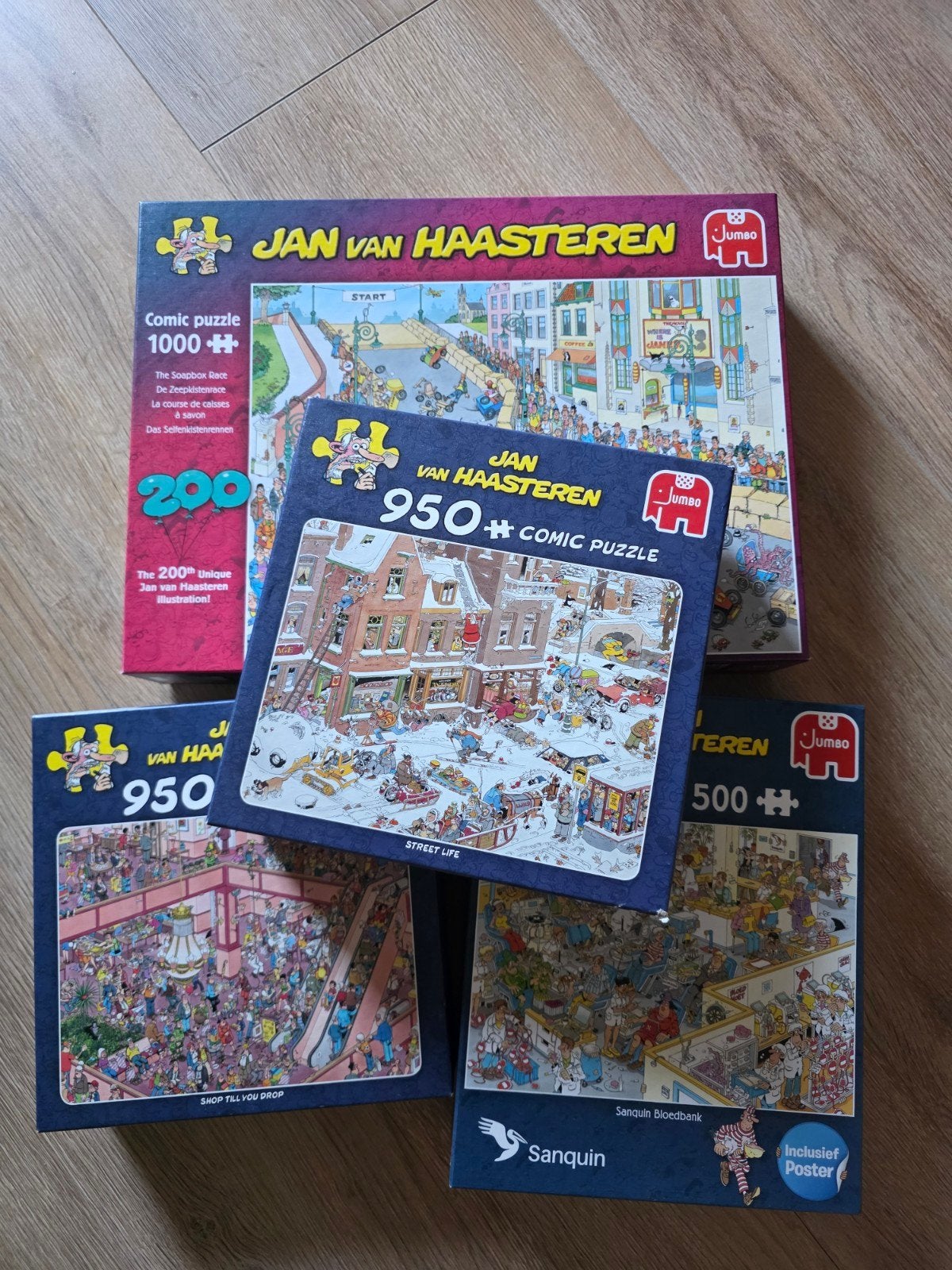 Jan van Haasteren Puzzels -vier stuks (1000, 950 2x, 500 stu, Ophalen, 500 t/m 1500 stukjes, Gebruikt, Legpuzzel