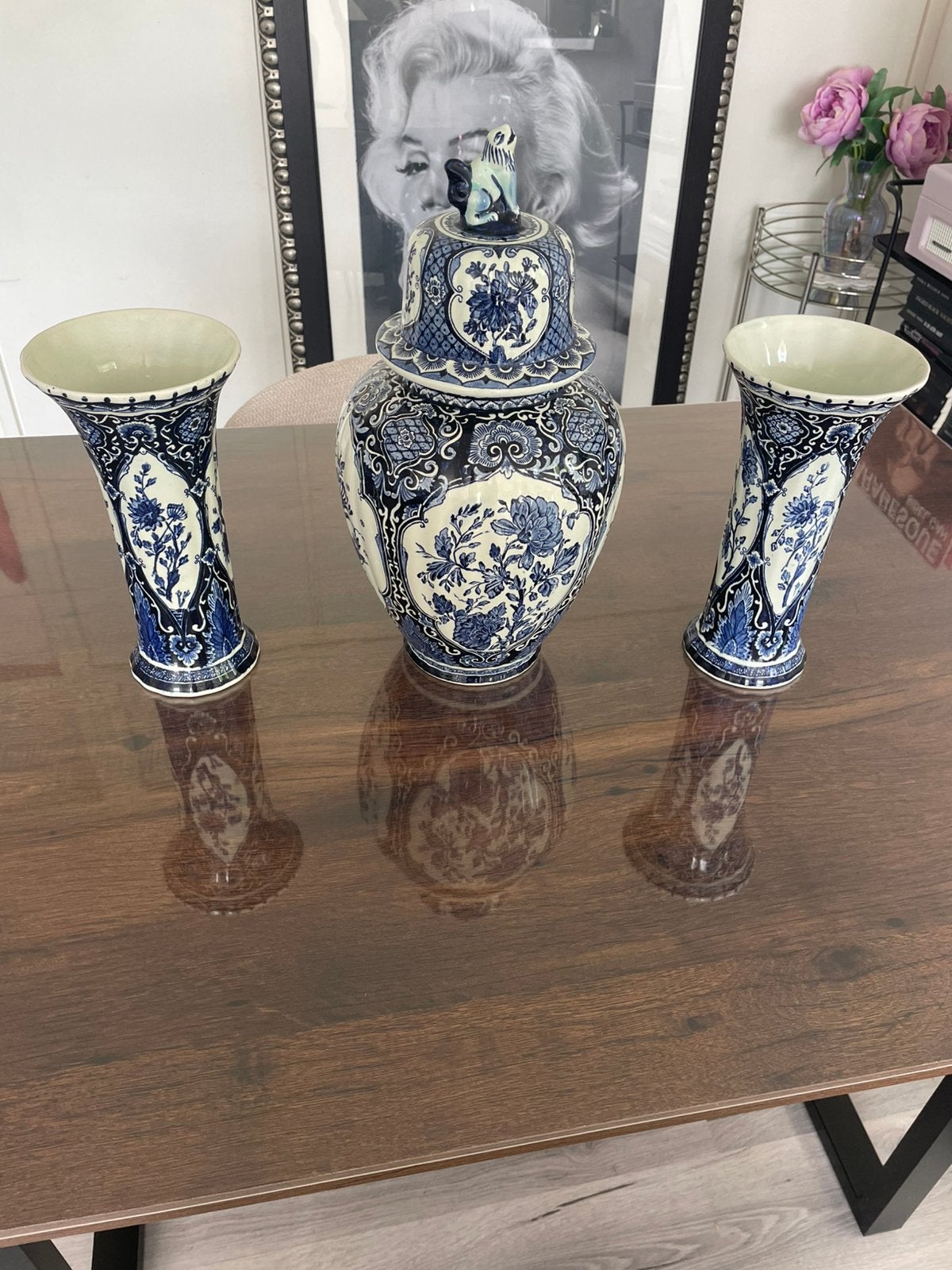 Set van 3 Delfts Blauw vazen met deksel, Ophalen