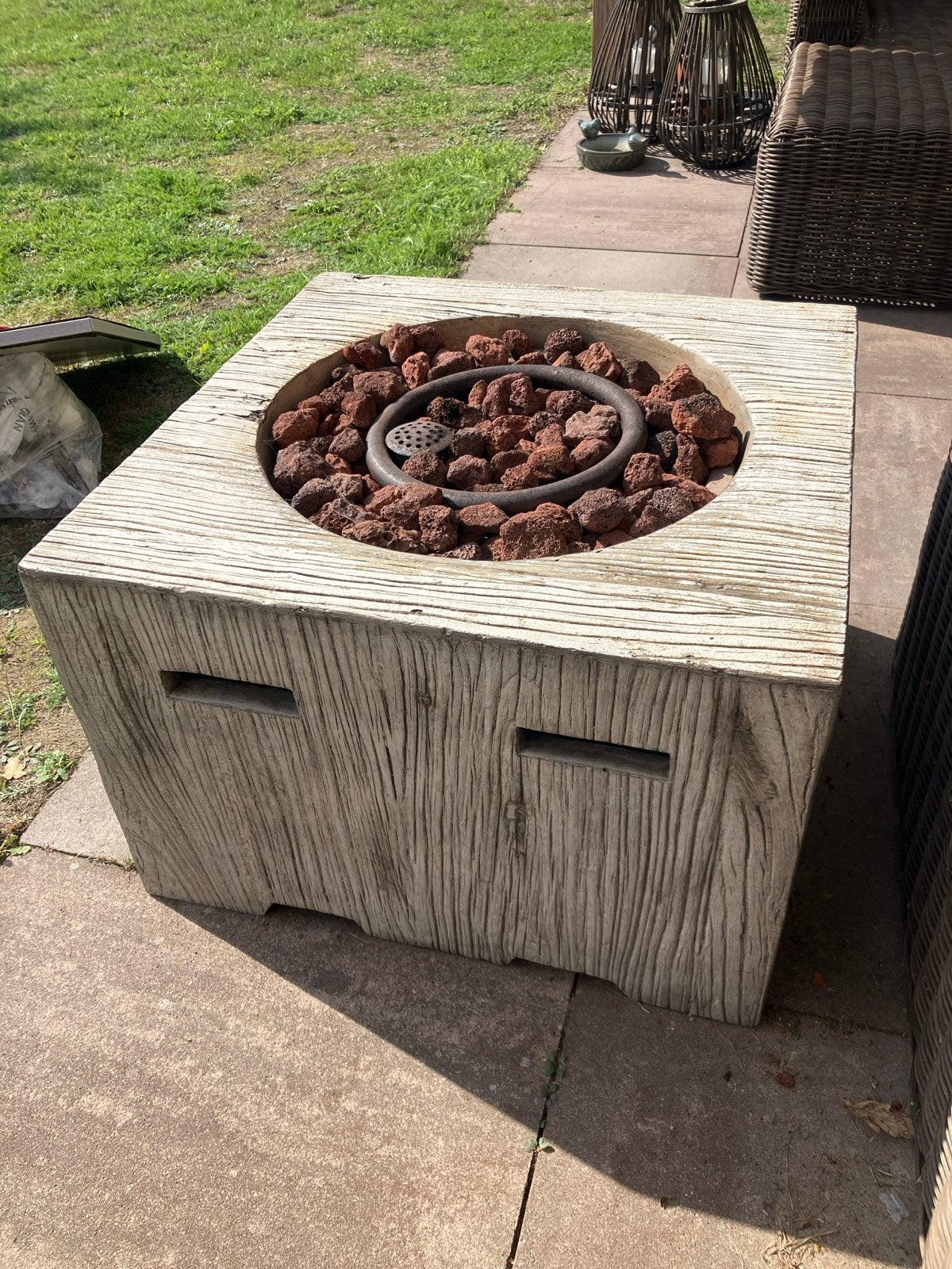 Stijlvolle Vuurtafel met Lavastenen  en keramische blokken, Ophalen, Gebruikt, Vuurkorf