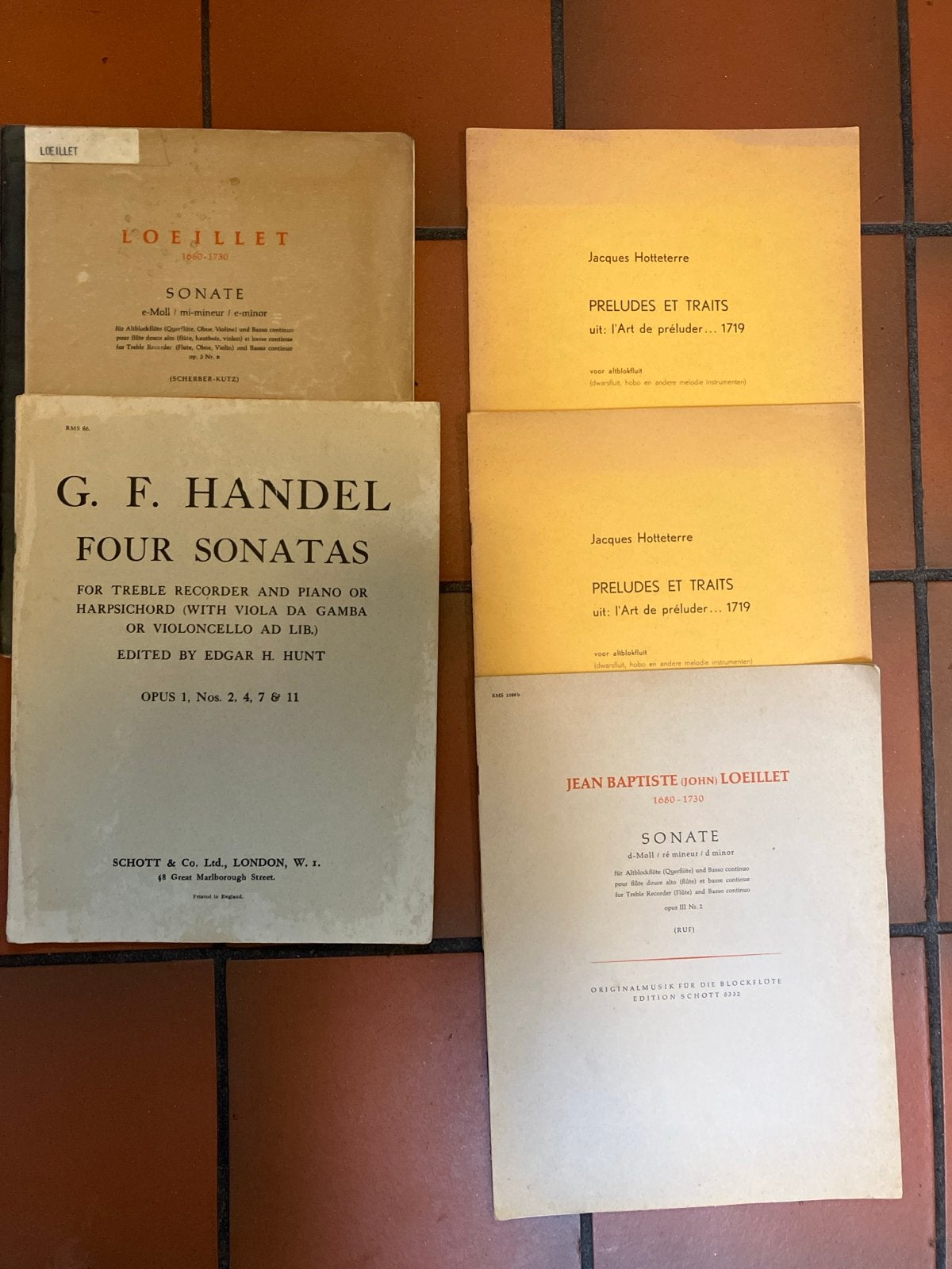 Bladmuziek voor altblokfluit: Händel, Loeillet, Hotteterre, Gebruikt, Klassiek, Les of Cursus, Ophalen of Verzenden